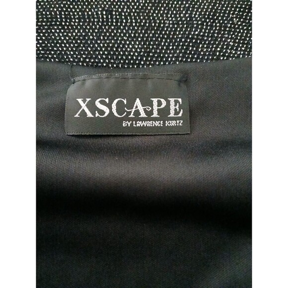 Xscape Women's XL 2 Piece Shimmering Black Jacket & Top Beaded Fringe Office - Picture 11 of 16